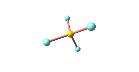 Sulfur tetrafluoride molecular structure isolated on white