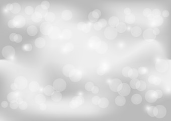Bokeh Background, Light on white and gray background - Vector Illustration, Graphic Design Useful For web banner, background. Bright white and gray Abstract Background With White Snowflakes