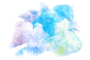 Watercolor illustration of sky with cloud.