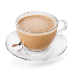hot cappuccino or coffee in glass isolated