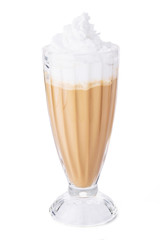 hot cappuccino or coffee in glass isolated