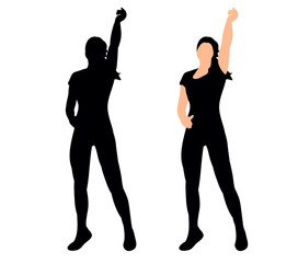  silhouette of a girl dancing at a disco,