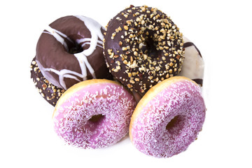 Assortment of donuts isolated on white