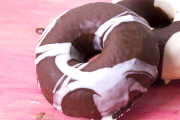 Assortment of chocolate donuts