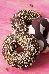 Assortment of chocolate donuts