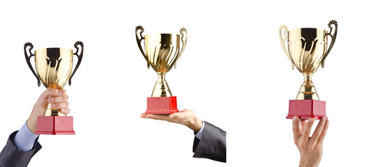 Collage of businessman receiving award