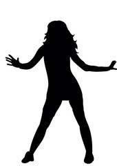 Silhouette of a girl beautifully dancing 