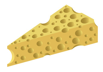 Triangular porous piece of cheese