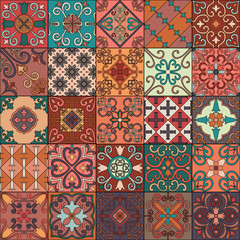 Naadloos patroon met Portugese tegels in talavera-stijl. Azulejo, Marokkaanse, Mexicaanse ornamenten.