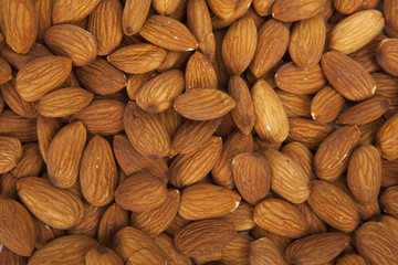 Peeled almonds closeup