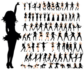 Silhouette of girl beautifully dances artistic collection