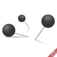 Set of push pins in different foreshortening