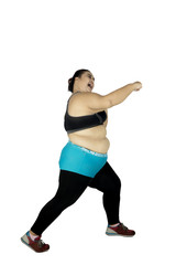 Fat woman with punching style