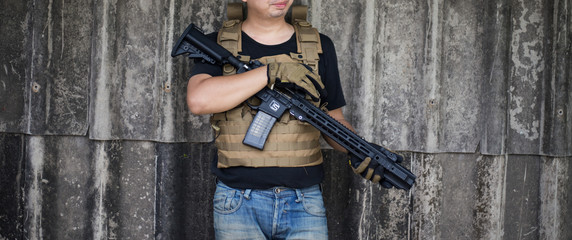 Naklejka premium airsoft guns player, Thailand