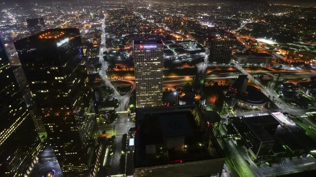 Los Angeles Downtown Aerial Time Lapse 10 Night Cityscape Traffic