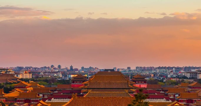 Forbidden City panorama, Beijing, China. 4k Timelapse