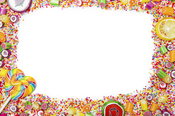 Frame made of assorted candies
