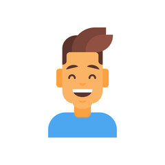 Profile Icon Male Emotion Avatar, Man Cartoon Portrait Happy Smiling Face Laugh Vector Illustration