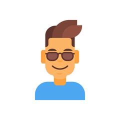 Profile Icon Male Emotion Avatar, Man Cartoon Portrait Happy Smiling Face Wear Sunglasses Vector Illustration