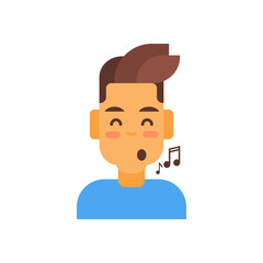 Profile Icon Male Emotion Avatar, Man Cartoon Portrait Happy Smiling Face Sing Vector Illustration