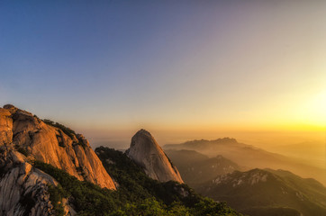 Baegundae highest mountains in the morning Bukhansan in seoul,south Korea,national park