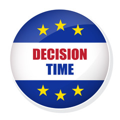 Vector EU EXIT badge. Decision Time pin button
