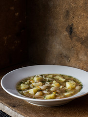 Vegetable soup with Pasta Conquiel