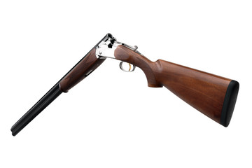 Open hunting rifle isolated on white