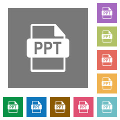 PPT file format square flat icons