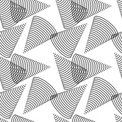Seamless monochrome geometric pattern with outline cones