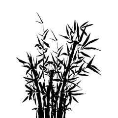 Black inked bamboo tree japanese plant or tree. Traditional sumi painting vector illustration for wallpaper or healthy therapy cosmetic products design