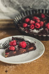 Chocolate casserole with raspberry - clafouti pie