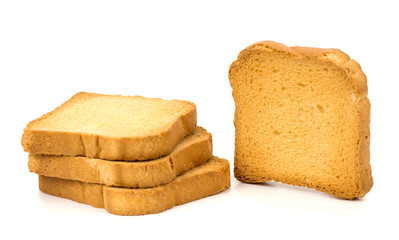 Bread crumbs on a white background