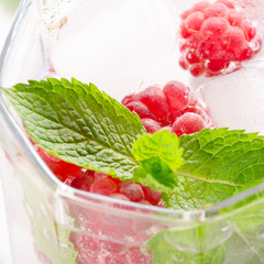 Raspberry Fruit Water with ice