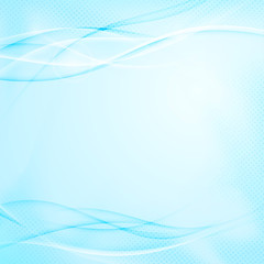 Naklejka premium Bright blue light dotted halftone futuristic background. Abstract modern technology swoosh blue and white futuristic dotted graphic wave layout