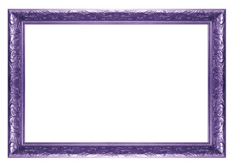 purple vintage picture and photo frame isolated on white background