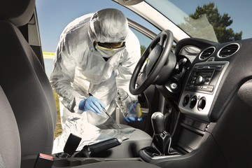 Crime scene investigation - collecting odor traces from parts of abandoned car