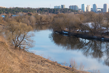 Moscow river in early spring.