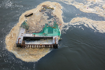 dirty waste water in sewage plant