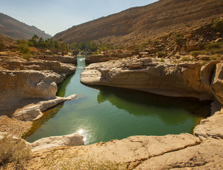 The beautiful mountain scenery. Wadi Bani Khalid. Oman.