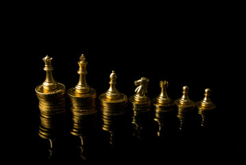 golden chess on the money gold coin
