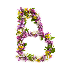 The letter «B» made of various natural small flowers..