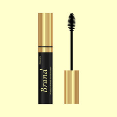 Black mascara with a gold cap and brush