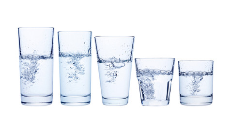 Collage of glass on a white background