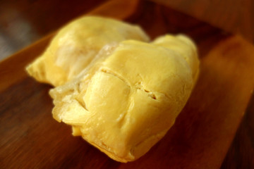 Durian fruit on table