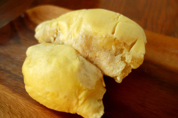 Durian fruit on table