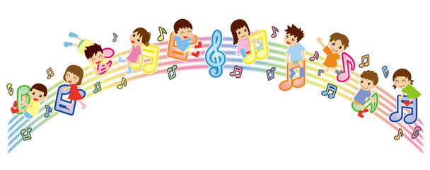 五線譜とアジアキッズ(アーチバージョン)