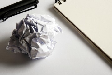 sketch drawing set. Crumpled paper, pencil, fountain pen, notebook. with high contrast theme. © SeemaLotion