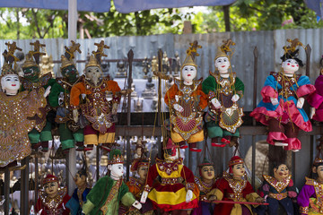 Burmese puppets as travel souvenirs, Myanmar