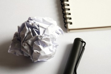 sketch drawing set. Crumpled paper, pencil, fountain pen, notebook. with high contrast theme. © SeemaLotion